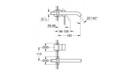 Змішувач для раковини одноважеля настінний Grohe колекція Essence матовий графіт 19408AL1