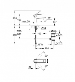 Змішувач для раковини одноважеля з донним клапаном каскадний Grohe Allure Brilliant матовий теплий захід 23029DL0