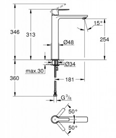 Смеситель для раковины однорычажный высокий Grohe Lineare суперсталь 23405DC1