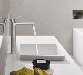 Смеситель для раковины однорычажный высокий Grohe Lineare суперсталь 23405DC1