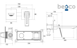 Змішувач для раковини Besco Aspira настінний одноважільний графіт BU-AS-GR