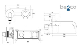 Смеситель для раковины Besco Illusion настенный однорычажный золото BU-IS-ZL