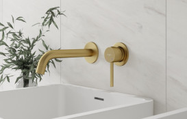 Смеситель для раковины Besco Illusion настенный однорычажный золото BU-IS-ZL