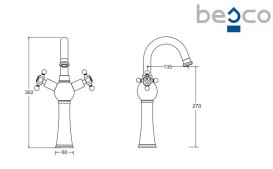 Смеситель для раковины Besco Retro I двухвентильный черный матовый BU-RI-CZ