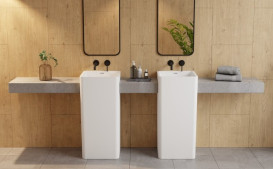 Смеситель для раковины Besco Veo настенный однорычажный черный матовый BU-VS-CZ