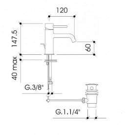 Смеситель для раковины Bonomi Trenta 9 однорычажный с донным клапаном хром 303000/F
