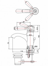 Смеситель для раковины Burlington Regent однорычажный с донным клапаном латунь золото CHR22 GOL