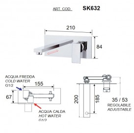 Смеситель для раковины Daniel Skyline настенный однорычажный хром SK632CR