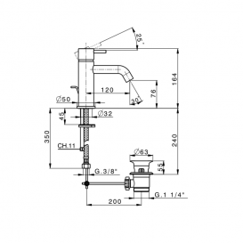 Змішувач для раковини Devit Art одноважільний чорний матовий з донним клапаном 15011140B