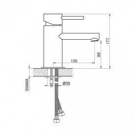 Змішувач для раковини Devit Prestige одноважільний латунь хром з донним клапаном 16163124P