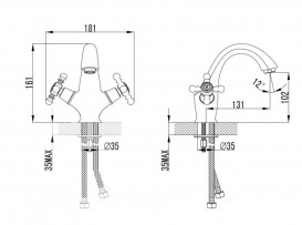 Змішувач для раковини Devit Retro двохвентильний латунь хром 43611127