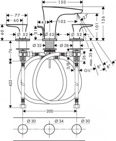Смеситель для раковины двухрычажный скрытый Hansgrohe коллекция PuraVida хром/белый 15063000