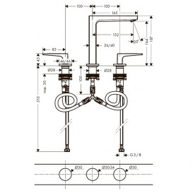 Смеситель для раковины двухрычажный скрытый Hansgrohe коллекция Metropol хром 74515000
