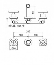 Змішувач для раковини двухвентильний настінний прихований Tres колекція Max-Tres хром 163152