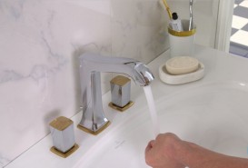 Смеситель для раковины двухвентильный встраиваемый Hansgrohe коллекция Metropol Classic хром/золото 31304090