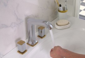 Смеситель для раковины двухвентильный встраиваемый Hansgrohe коллекция Metropol Classic хром/золото 31305090