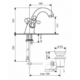 Змішувач для раковини Emmevi Deco Classic двухентільний хром CR12013 PTC