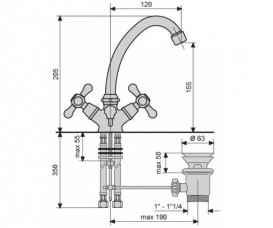 Смеситель для раковины Emmevi Stella двухвентильный хром CR17913
