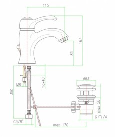 Змішувач для раковини Fiore Jafar змішувач латунь хром 47CR5221
