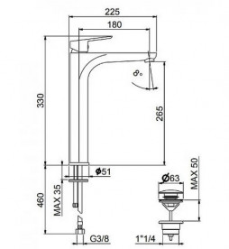 Смеситель для раковины Fiore Kevon однорычажный с донным клапаном черный матовый 81NN811901