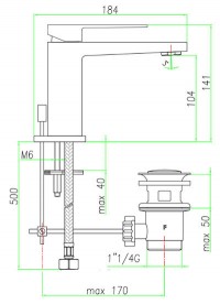 Змішувач для раковини Fiore Kube змішувач чорний матовий 100NN8515