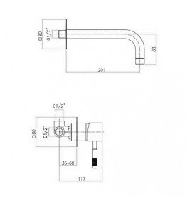 Змішувач для раковини Fiore Xenon настінний одноважільний хром 44CR7547