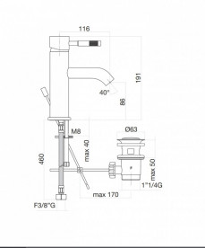 Смеситель для раковины Fiore Xenon однорычажный с донным клапаном черный матовый 44NN5283