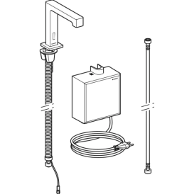 Смеситель для раковины Geberit Brenta питание от сети с функциональным блоком наружного монтажа латунь нерж сталь матовая 116.171.SN.1