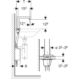 Смеситель для раковины Geberit Brenta питание от сети с функциональным блоком наружного монтажа латунь нерж сталь матовая 116.171.SN.1