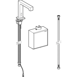 Змішувач для раковини Geberit Brenta живлення від батарей з функціональним блоком зовнішнього монтажу чорний латунь матовий 116.173.14.1