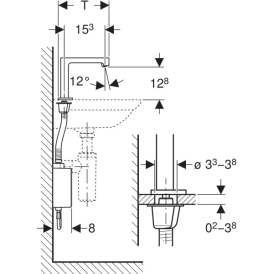 Змішувач для раковини Geberit Brenta живлення від генератора з функціональним блоком зовнішнього монтажу латунь нерж сталь матовий 116.175.SN.1