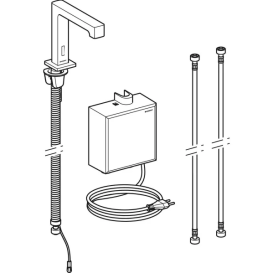 Змішувач для раковини Geberit Brenta живлення від мережі з функціональним блоком зовнішнього монтажу латунь нерж сталь матовий 116.177.SN.1