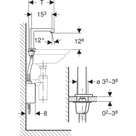Змішувач для раковини Geberit Brenta живлення від батарей з функціональним блоком зовнішнього монтажу латунь нерж сталь матовий 116.178.SN.1