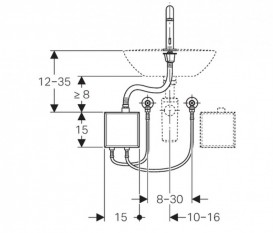 Смеситель для раковины Geberit Piave электронный питание от генератора хром глянцевый 116.166.21.1