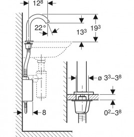 Змішувач для раковини Geberit Piave електронний з термостатом живлення від мережі хром 116.167.21.1