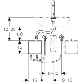 Смеситель для раковины Geberit Piave электронный с термостатом питание от батареи хром 116.168.21.1