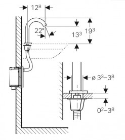 Смеситель для раковины Geberit Piave электронный с термостатом питание от сети хром 116.187.21.1