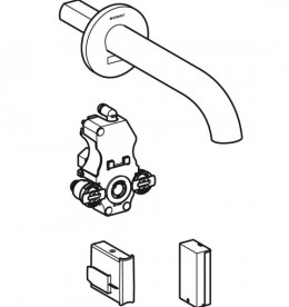 Змішувач для раковини Geberit Piave електронний з термостатом харчування від батареї хром 116.288.21.1