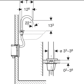 Змішувач для раковини Geberit Piave живлення від мережі для функціонального блока прихованого монтажу латунь нерж сталь матовий 116.181.SN.1