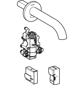 Смеситель для раковины Geberit Piave питание от сети для функционального блока скрытого монтажа латунь нерж сталь матовый 116.267.SN.1
