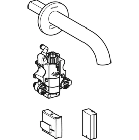 Смеситель для раковины Geberit Piave питание от батарей для функционального блока скрытого монтажа латунь черный матовый 116.268.14.1