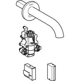 Смеситель для раковины Geberit Piave питание от батарей для функционального блока скрытого монтажа латунь черный матовый116.288.14.1