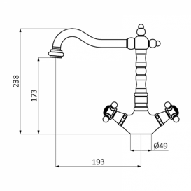 Смеситель для раковины GRB Clasica Retro двухвентильный хром 211700