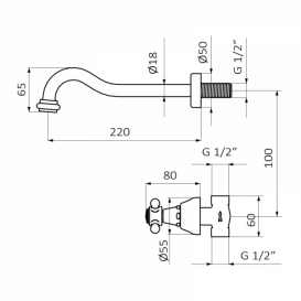 Смеситель для раковины GRB Classique двухвентильный хром 224190