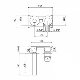 Смеситель для раковины GRB E-Plus скрытого монтажа однорычажный хром 35535350