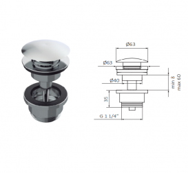 Змішувач для раковини GRB E-Plus прихованого монтажу з донним клапаном одноважельний хром 35536350