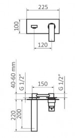 Смеситель для раковины GRB Kala Black однорычажный настенный чёрный матовый 60530601
