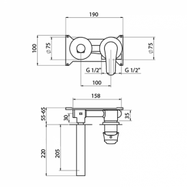 Смеситель для раковины GRB Tender скрытого монтажа с донным клапаном однорычажный хром 924900