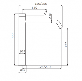 Смеситель для раковины GRB Time XXL медицинский однорычажный хром 47563470
