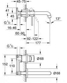 Смеситель для раковины Grohe BauClassic однорычажный настенный хром 2029200C